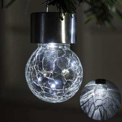 KINGLAND Hanging Solar Lights Multi-Color Changing Cracked Glass Hanging Ball Lights Waterproof Outdoor Solar Lanterns for Gard